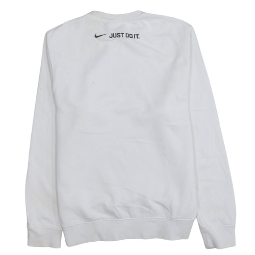 Nike Men's White Small Logo Pullover Sweatshirt Crew Neck