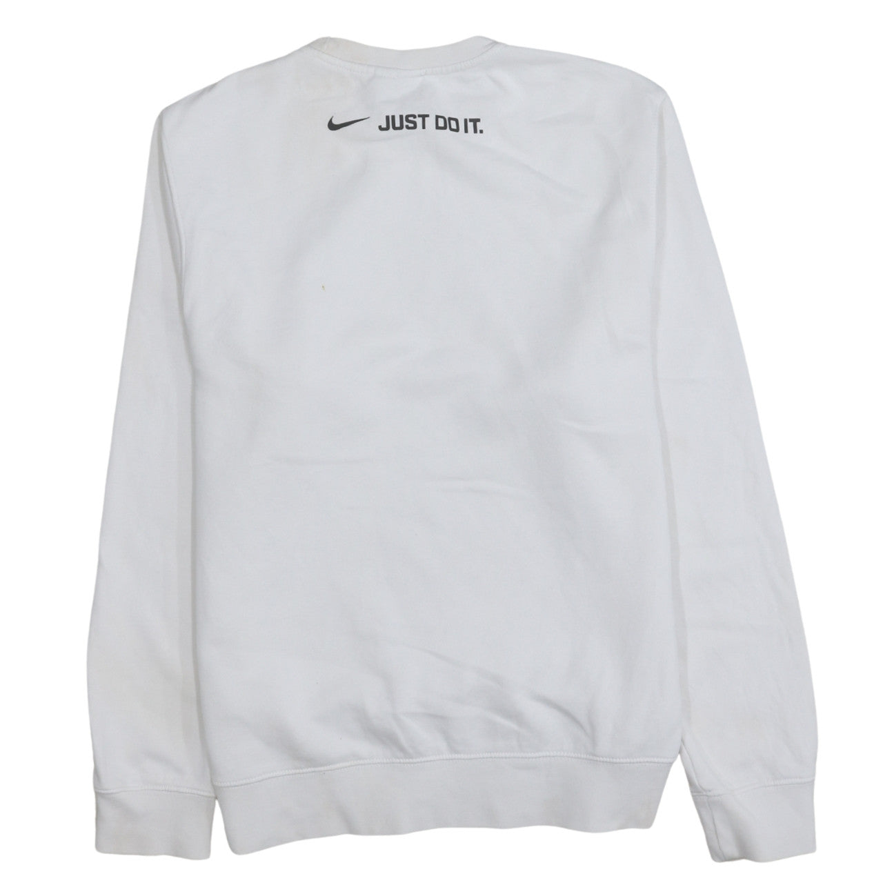 Nike Men's White Small Logo Pullover Sweatshirt Crew Neck