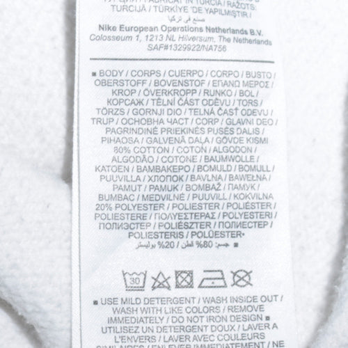 Nike Men's White Small Logo Pullover Sweatshirt Crew Neck