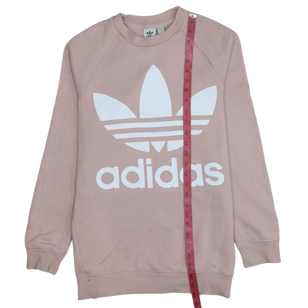 Adidas Womens Pink Crew Neck Pullover Sweatshirt UK 6 XS Logo Print