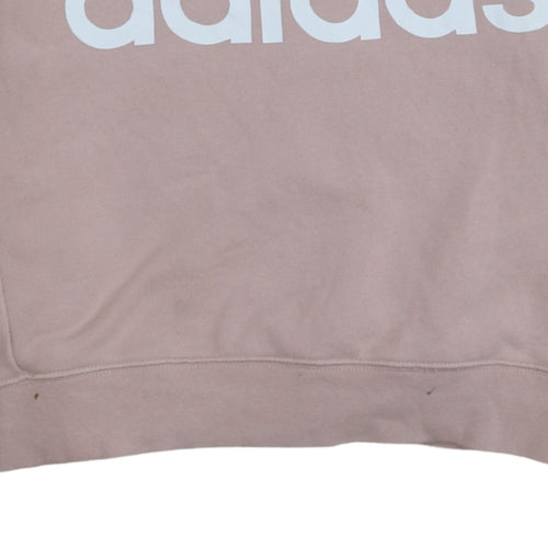 Adidas Womens Pink Crew Neck Pullover Sweatshirt UK 6 XS Logo Print