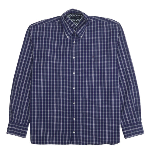 Tommy Hilfiger Men’s Blue Checked 2XL Long Sleeve Button-Up Shirt