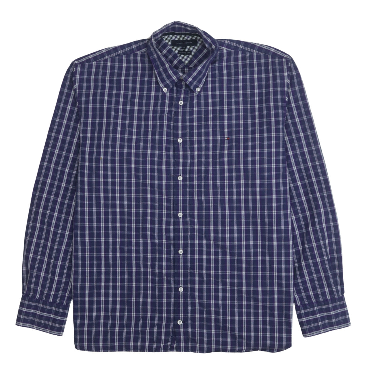 Tommy Hilfiger Men’s Blue Checked 2XL Long Sleeve Button-Up Shirt