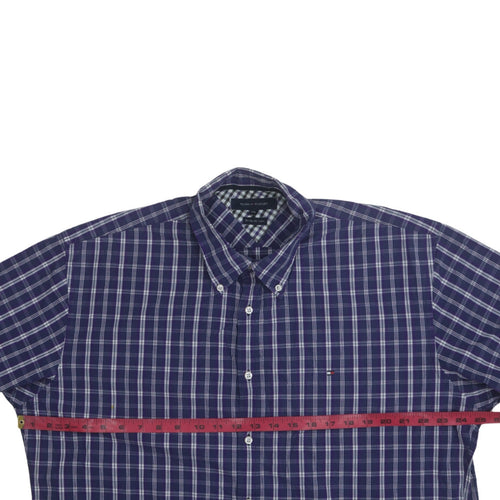 Tommy Hilfiger Men’s Blue Checked 2XL Long Sleeve Button-Up Shirt