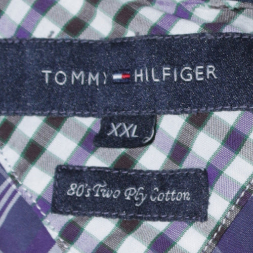 Tommy Hilfiger Men’s Blue Checked 2XL Long Sleeve Button-Up Shirt