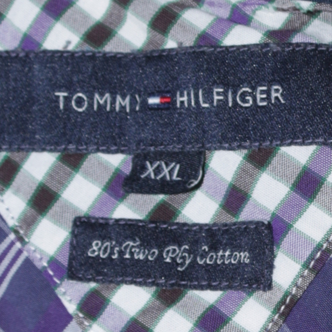 Tommy Hilfiger Men’s Blue Checked 2XL Long Sleeve Button-Up Shirt