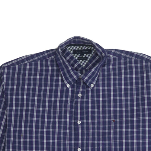 Tommy Hilfiger Men’s Blue Checked 2XL Long Sleeve Button-Up Shirt