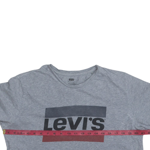 Levi's Men's Grey Graphic Logo Crew Neck Cotton T-Shirt L