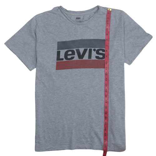 Levi's Men's Grey Graphic Logo Crew Neck Cotton T-Shirt L