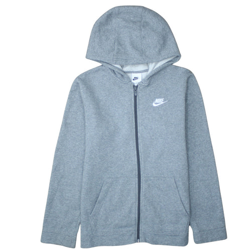 Nike Boys Grey Full Zip Hoodie XL 158-170cm Classic Fleece Sweatshirt