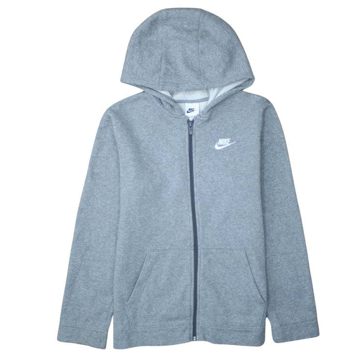 Nike Boys Grey Full Zip Hoodie XL 158-170cm Classic Fleece Sweatshirt