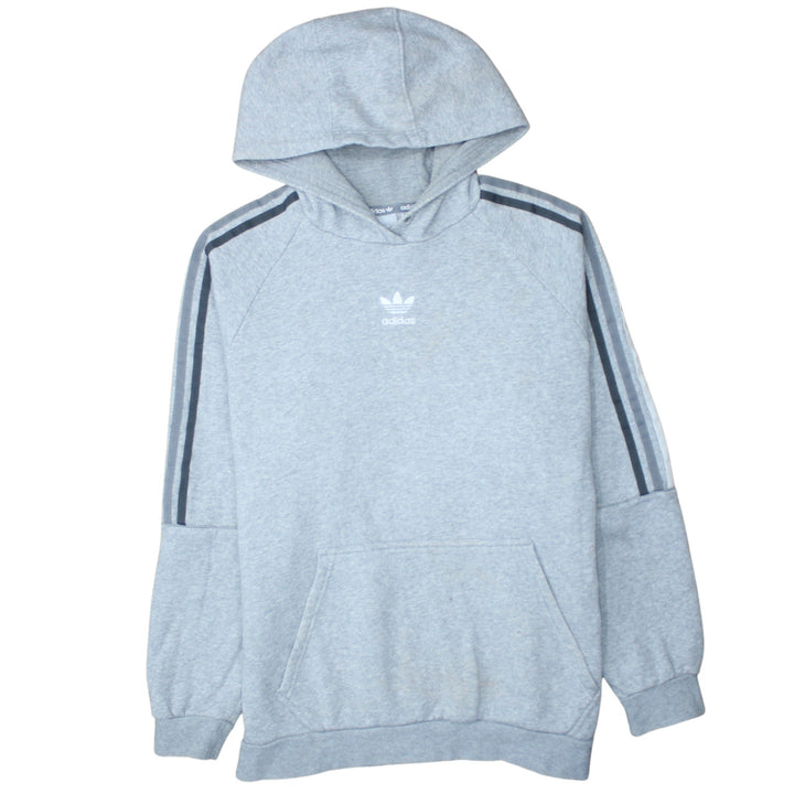 Adidas Mens Grey Pullover Hoodie Small Logo Fleece Sweatshirt