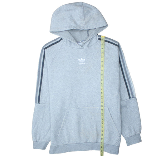 Adidas Mens Grey Pullover Hoodie Small Logo Fleece Sweatshirt