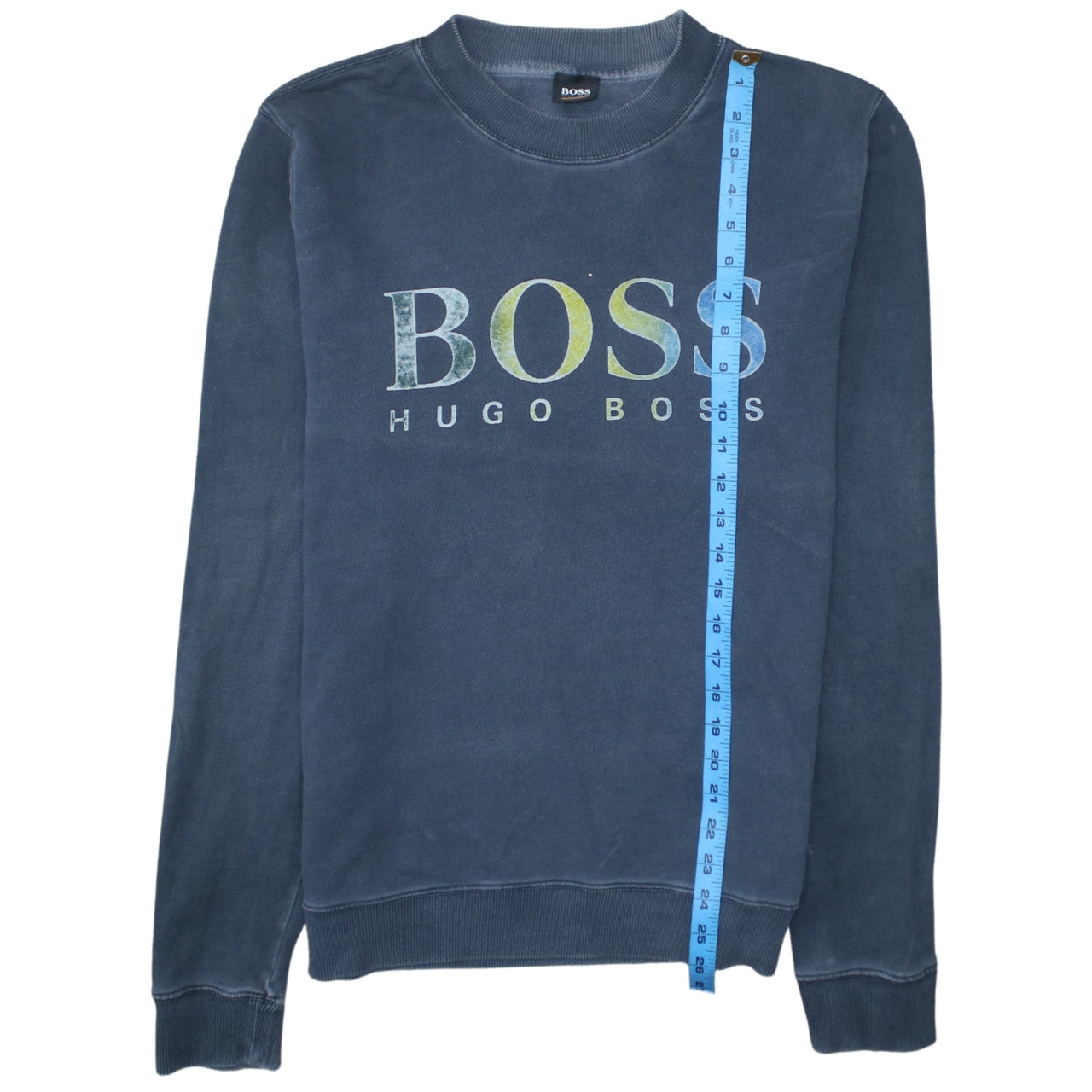 Hugo Boss Men's Blue Logo Crew Neck Cotton Sweatshirt Size M
