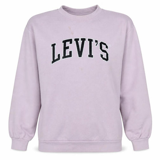 Front view of Levi's women’s lilac logo pullover sweatshirt l crew neck