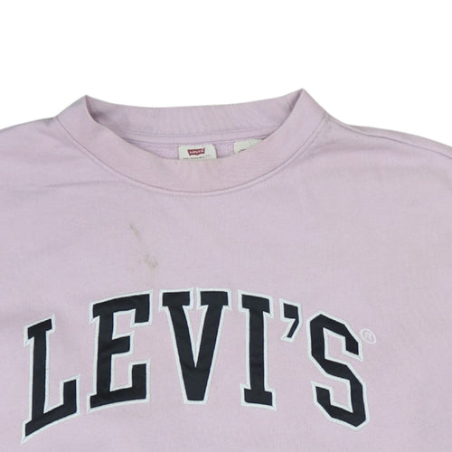 Levi's Womens Lilac Logo Pullover Sweatshirt L Crew Neck