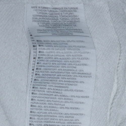 Nike Women’s White Hoodie Large Graphic Print Pullover Cotton Blend