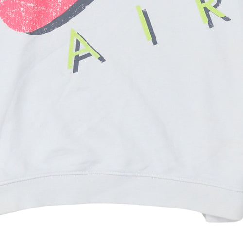 Nike Women’s White Hoodie Large Graphic Print Pullover Cotton Blend