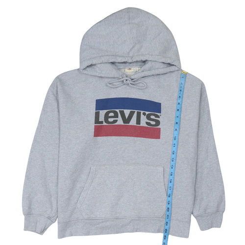 Levi's Men's Grey XL Pullover Hoodie with Logo Print