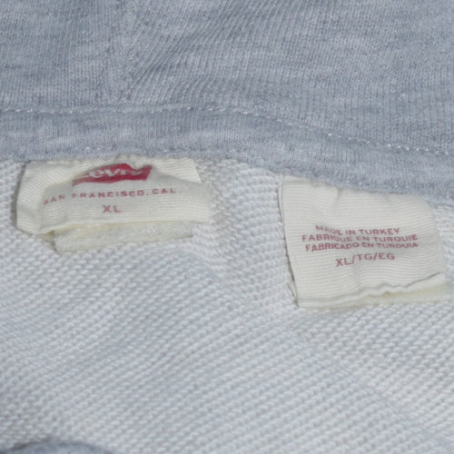 Levi's Men's Grey XL Pullover Hoodie with Logo Print