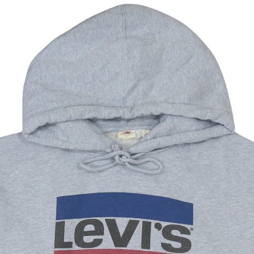 Levi's Men's Grey XL Pullover Hoodie with Logo Print