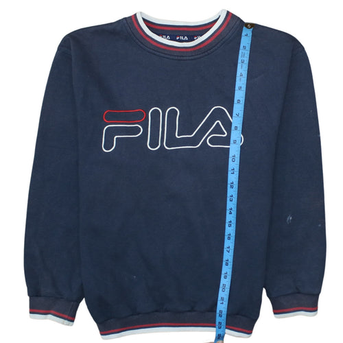 Fila Womens Navy Blue Logo Sweatshirt Size 6 Classic Pullover