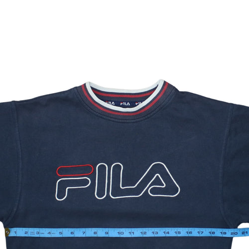 Fila Womens Navy Blue Logo Sweatshirt Size 6 Classic Pullover