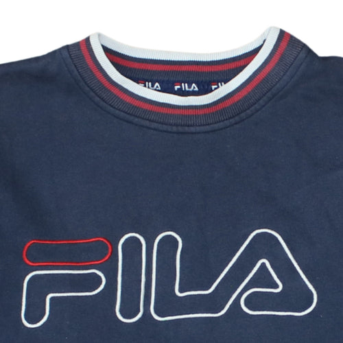 Fila Womens Navy Blue Logo Sweatshirt Size 6 Classic Pullover