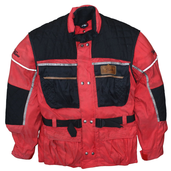 Polo Men's Red Black XL Motorcycle Jacket Waterproof Padded Belted