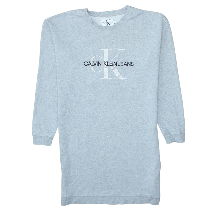 Calvin Klein Jeans Women's Grey Size 16 Logo T-Shirt Dress