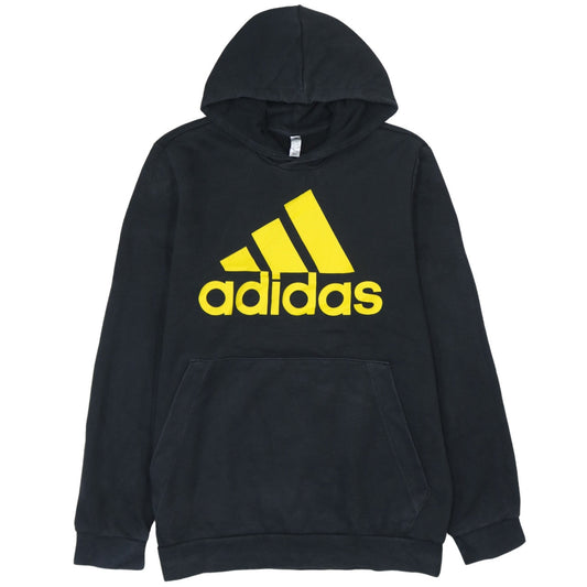 Adidas Men's Black XL Pullover Hoodie with Yellow Logo Print