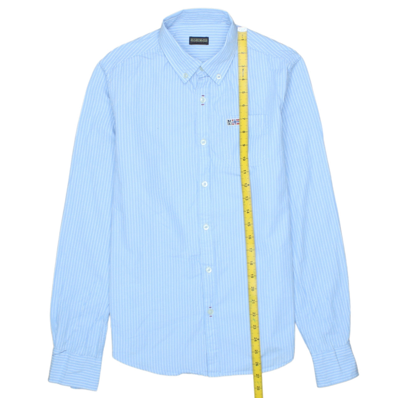 Napapijri Men's Blue Striped Button-Down Cotton Shirt Size S
