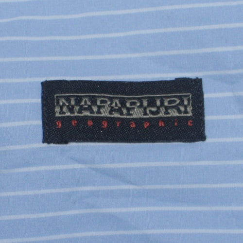 Napapijri Men's Blue Striped Button-Down Cotton Shirt Size S