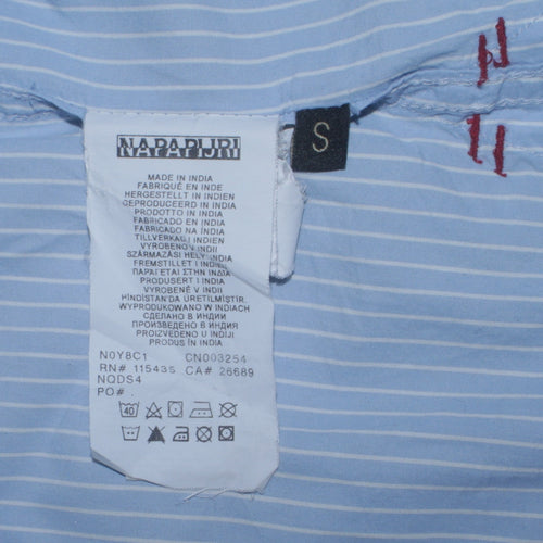 Napapijri Men's Blue Striped Button-Down Cotton Shirt Size S