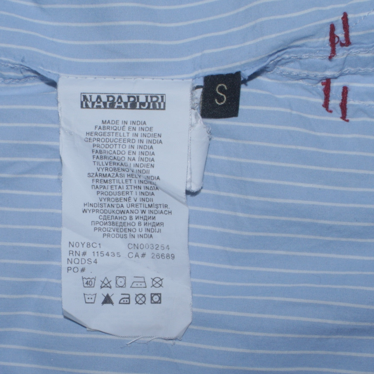 Napapijri Men's Blue Striped Button-Down Cotton Shirt Size S