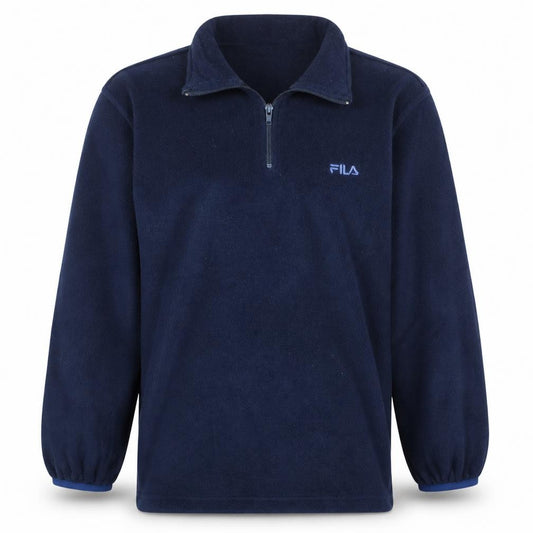 Front view of Fila Men's Blue Fleece 1/4 Zip Pullover Sweatshirt M