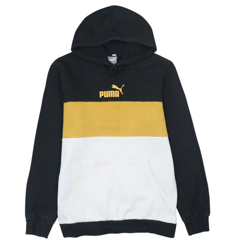 Puma Men’s Black Yellow White Colour Block Pullover Hoodie Small