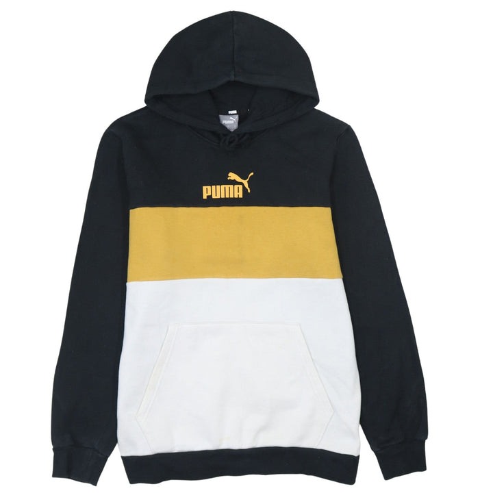 Puma Men’s Black Yellow White Colour Block Pullover Hoodie Small
