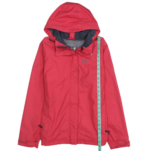 Jack Wolfskin Women's Red Waterproof Hooded Rain Jacket Size 14/16