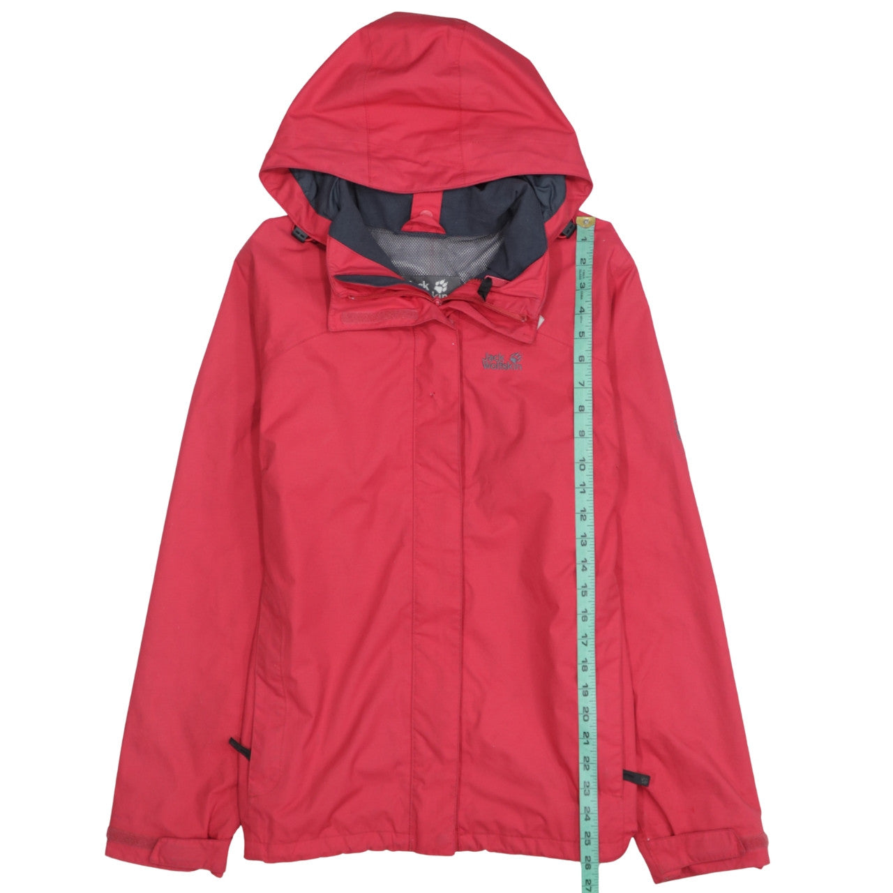 Jack Wolfskin Women's Red Waterproof Hooded Rain Jacket Size 14/16