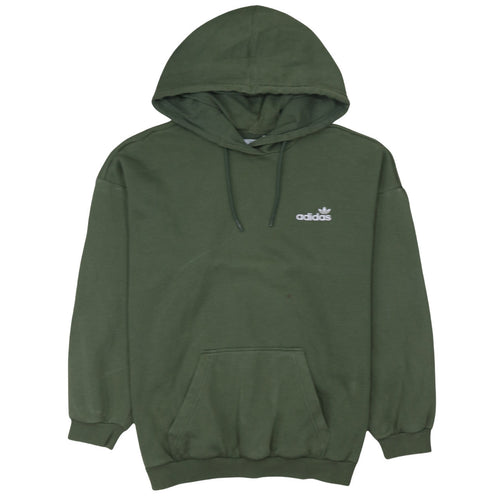 Adidas Womens Green Pullover Hoodie Size 12 Logo Print Casual Sweatshirt