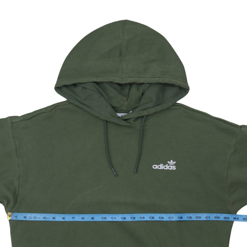 Adidas Womens Green Pullover Hoodie Size 12 Logo Print Casual Sweatshirt