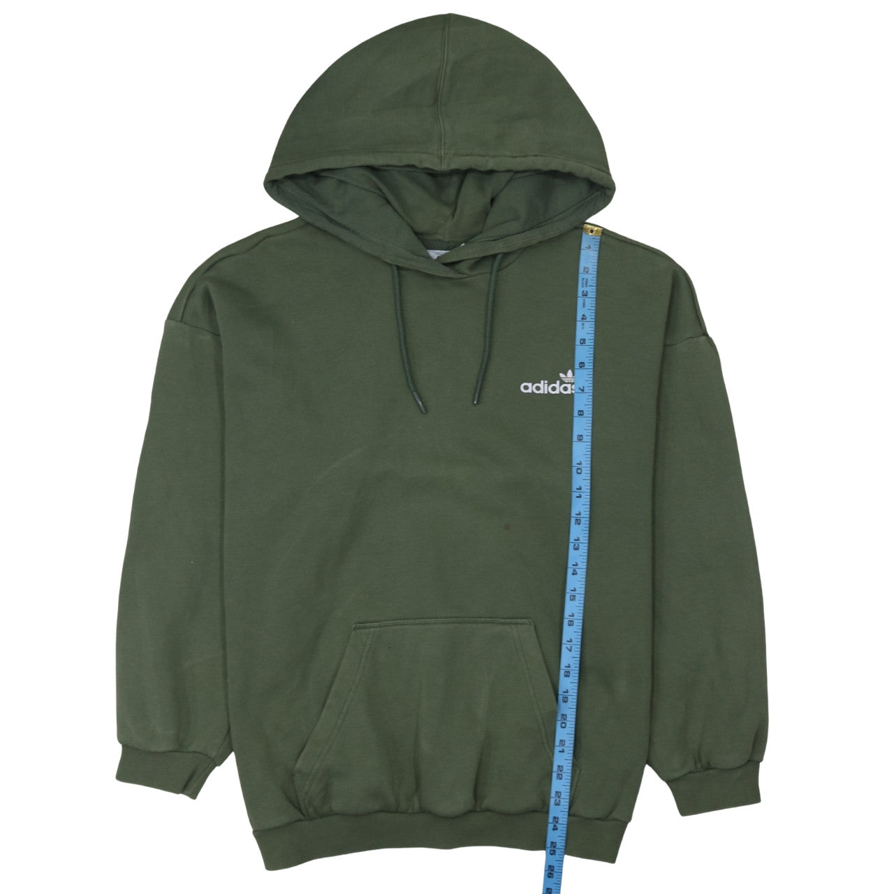 Adidas Womens Green Pullover Hoodie Size 12 Logo Print Casual Sweatshirt