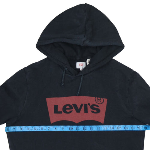 Levi's Womens Black Medium Pullover Hoodie with Logo Print