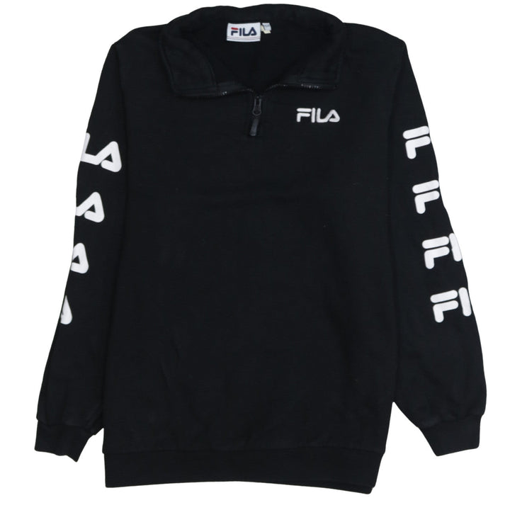 Fila Women Black XS Half Zip Sweatshirt Logo Embroidered Pullover