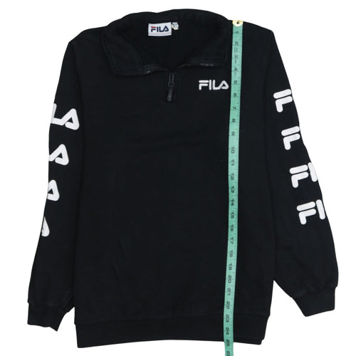 Fila Women Black XS Half Zip Sweatshirt Logo Embroidered Pullover