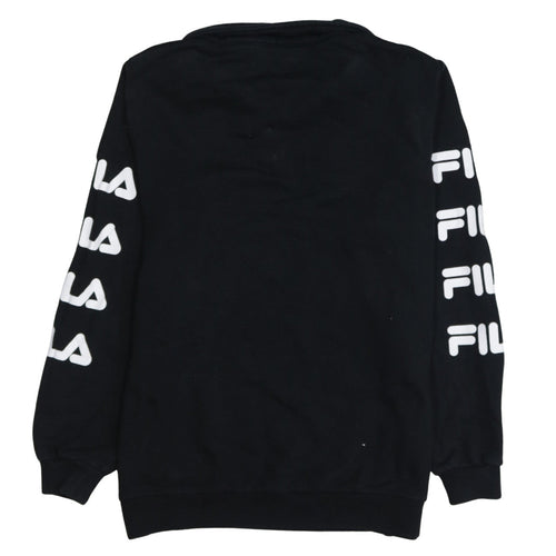 Fila Women Black XS Half Zip Sweatshirt Logo Embroidered Pullover