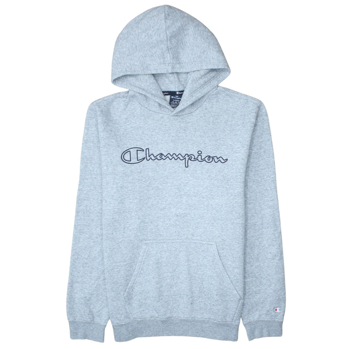 Champion Men Grey Pullover Hoodie L Regular Fleece Sports Logo