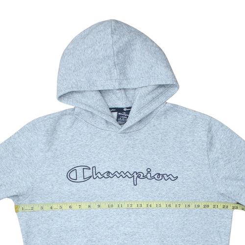 Champion Men Grey Pullover Hoodie L Regular Fleece Sports Logo