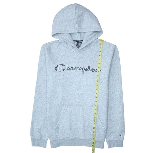Champion Men Grey Pullover Hoodie L Regular Fleece Sports Logo